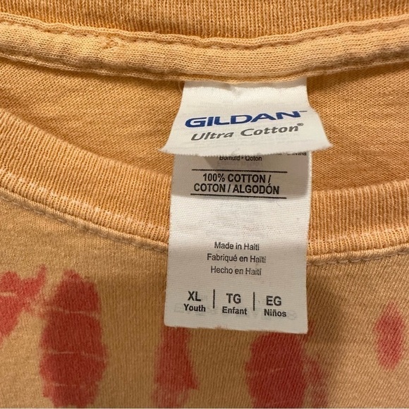 Gildan Orange Monochrome Tie Dye 100% Cotton T-Shirt - Picture 3 of 4